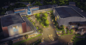 Vista aérea conceitual da nova área The Magic of Disney Animation no Hollywood Studios