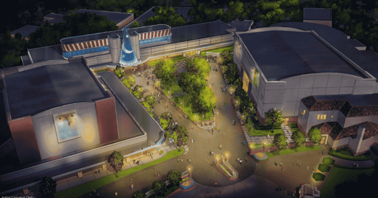 Vista aérea conceitual da nova área The Magic of Disney Animation no Hollywood Studios