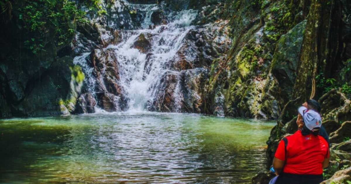 O que fazer em Belze Cachoeira Barquedier no Parque Nacional Billy Barquedier, Belize, com piscina natural e floresta tropical ao redor.